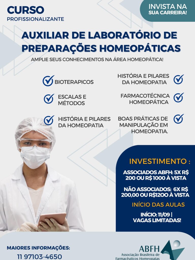 AUXILIAR DE LABORATÓRIOS DE PREPARAÇÕES HOMEOPÁTICAS